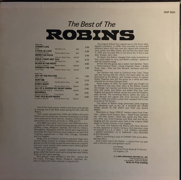 The Robins : The Best Of The Robins (LP, Comp, Mono, San)