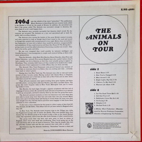 The Animals : The Animals On Tour (LP, Album, Mono)