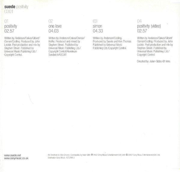 Suede : Positivity (CD, Single, Enh)