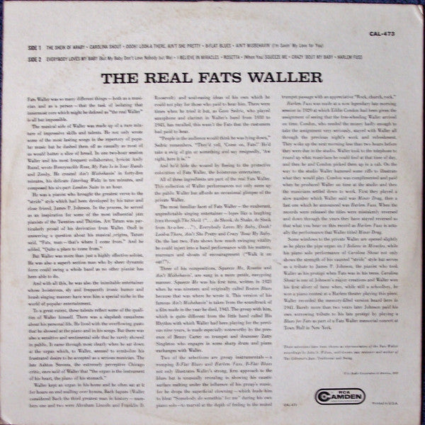 Fats Waller : The Real Fats Waller (LP, Comp, Mono)