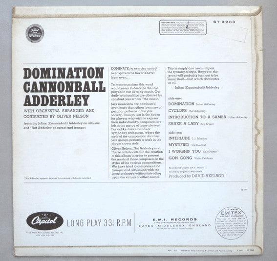 Cannonball Adderley : Domination (LP, Album)