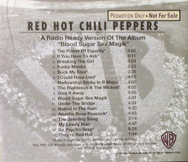 Red Hot Chili Peppers : Blood Sugar Sex Magik (CD, Album, Promo)