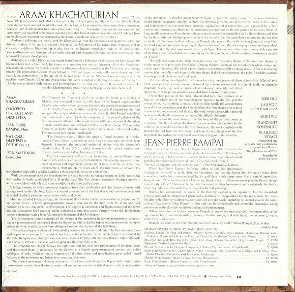 Jean-Pierre Rampal, Orchestre National De France, Jean Martinon, Aram Khatchaturian : Concerto For Flute And Orchestra (LP)