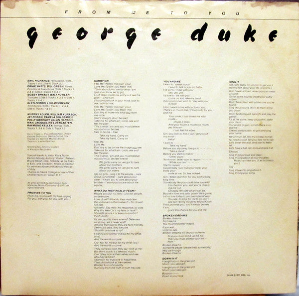George Duke : From Me To You (LP, Album, Promo, Ter)