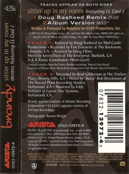 Brandy (2) Featuring LL Cool J : Sittin' Up In My Room (Remix) (Cass, Single)