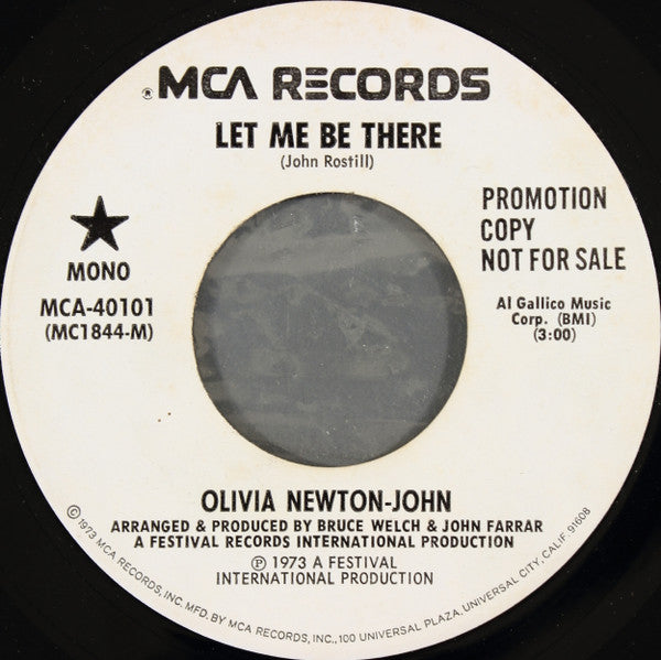 Olivia Newton-John : Let Me Be There (7", Single, Mono, Promo)