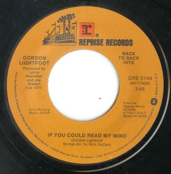 Gordon Lightfoot : If You Could Read My Mind / Me And Bobby McGee (7", Single)