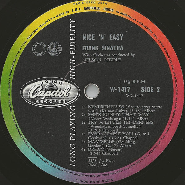 Frank Sinatra : Nice 'N' Easy (LP, Album, Mono)