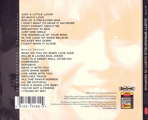 Dusty Springfield : Dusty In Memphis (CD, Album, Dlx, RE, RM, RP, Dig)