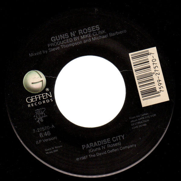 Guns N' Roses : Paradise City / Move To The City (7", Single)