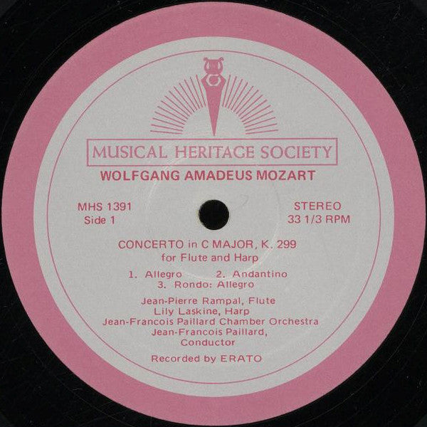 Wolfgang Amadeus Mozart - Jean-Pierre Rampal & Lily Laskine, Jacques Lancelot, Orchestre De Chambre Jean-François Paillard : Concerto in C Major, K. 299 for Flute & Harp, Clarinet Concerto in A Major, K. 622 (LP, RE)