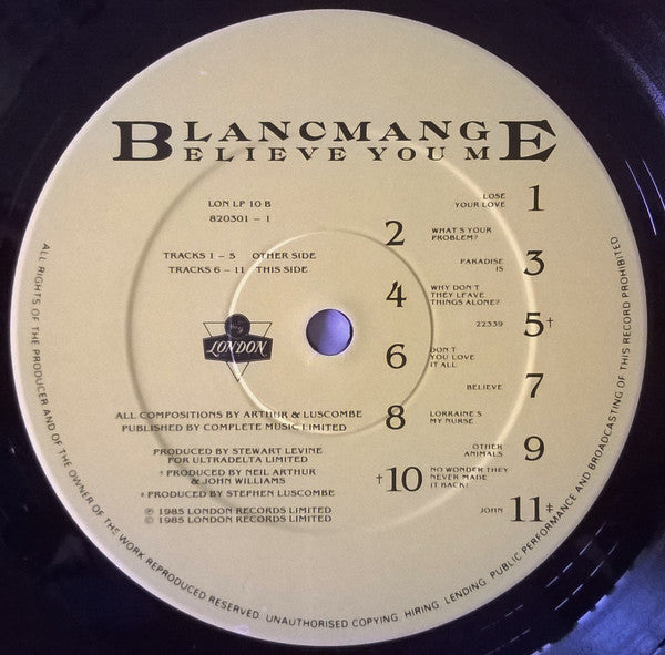 Blancmange : Believe You Me (LP, Album)