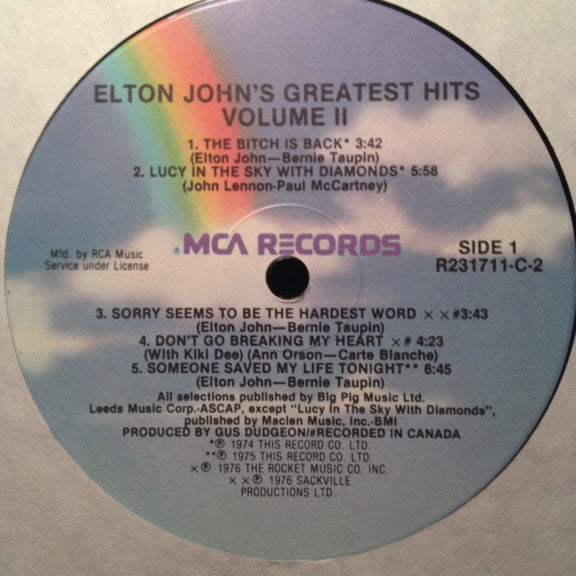 Elton John : Greatest Hits (Volumes One And Two) (2xLP, Comp, Club, Ind)