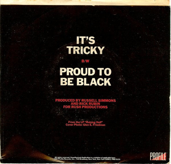 Run-D.M.C.* : It's Tricky / Proud To Be Black (7", Single, Styrene)