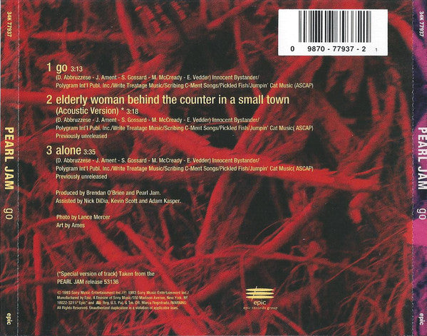 Pearl Jam : Go (CD, Single)