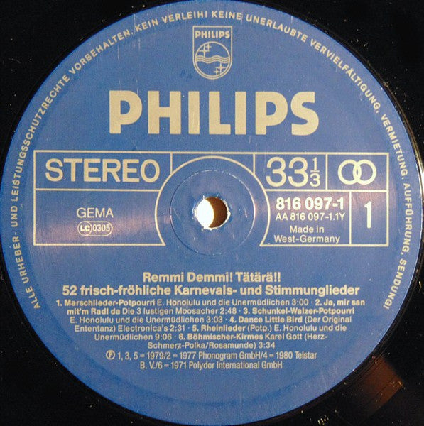 Various : Remi Demmi! Tätärä!! (52 Frisch-Fröhliche Karnevals- Und Stimmungslieder) (LP, Comp)