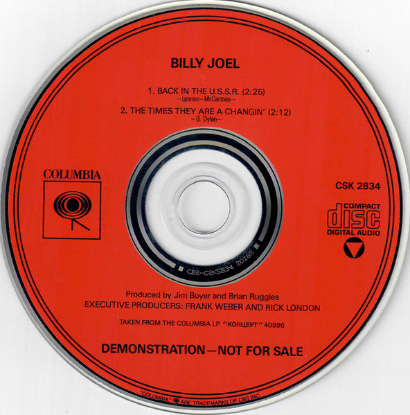 Billy Joel : Back In The U.S.S.R. / The Times They Are A Changin’ (CD, Single, Promo)
