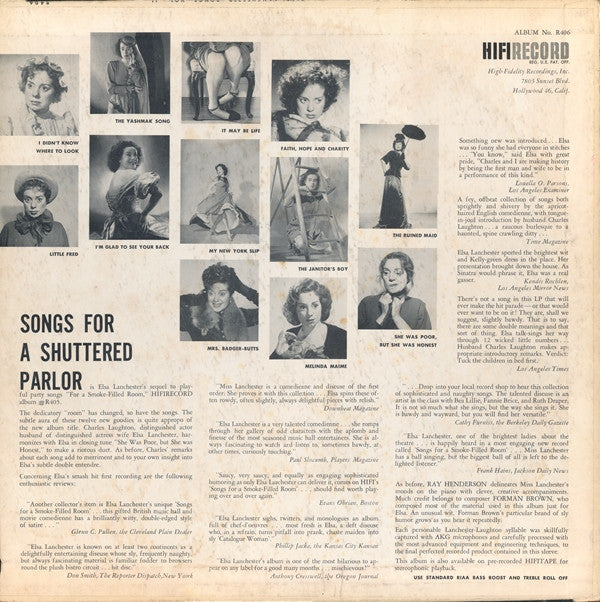 Elsa Lanchester : Songs For A Shuttered Parlor (LP, Album)