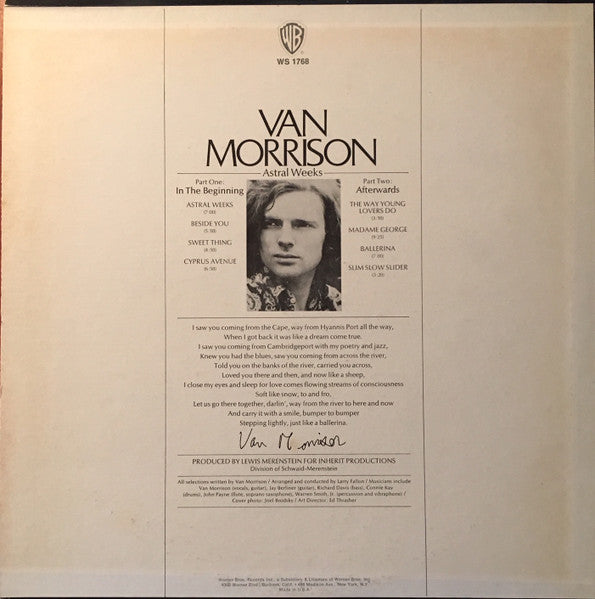 Van Morrison : Astral Weeks (LP, Album, RP, Win)