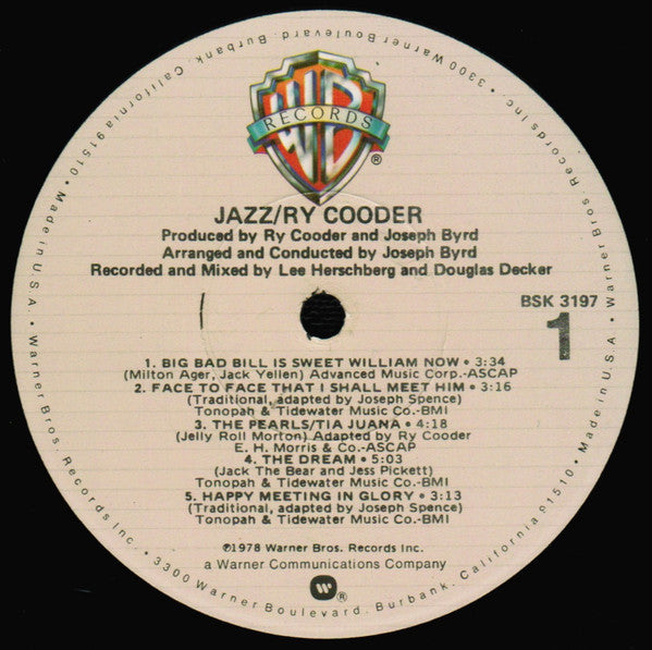 Ry Cooder : Jazz (LP, Album, Los)