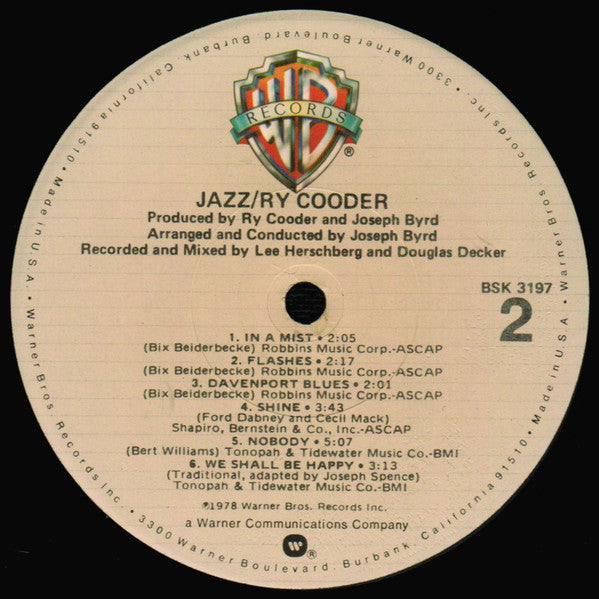 Ry Cooder : Jazz (LP, Album, Los)