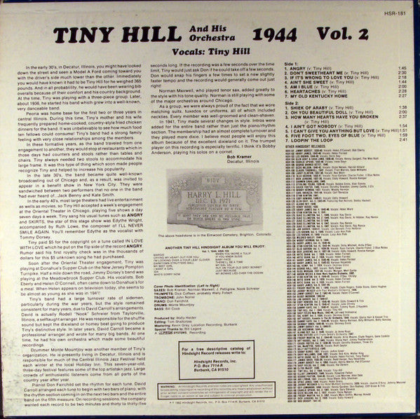 Tiny Hill And His Orchestra : The Uncollected Tiny Hill, Vol. 2, 1944 (LP, Mono)