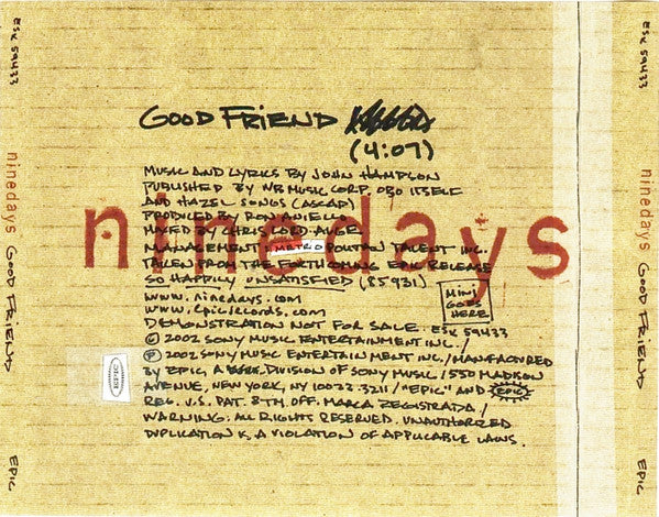 Nine Days : Good Friend (CD, Single, Promo)