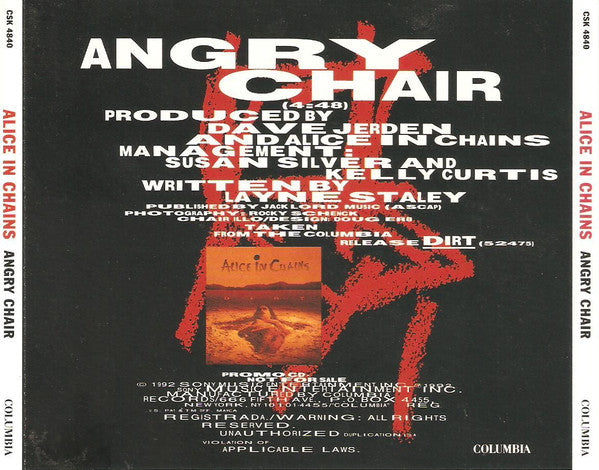 Alice In Chains : Angry Chair (CD, Single, Promo)