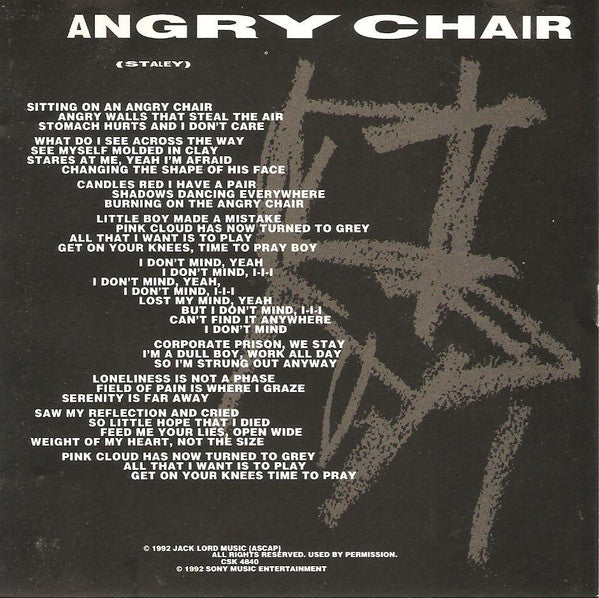 Alice In Chains : Angry Chair (CD, Single, Promo)