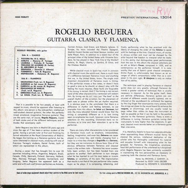 Rogelio Reguera : Guitarra Clasica Y Flamenca (LP)
