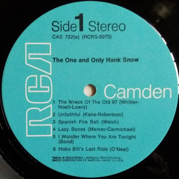 Hank Snow : The One And Only Hank Snow (LP, Album, RE, Ind)