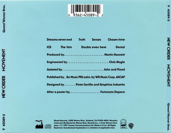 New Order : Movement (CD, Album, RE, SRC)