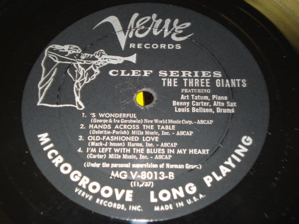 Art Tatum, Benny Carter, Louis Bellson : The Three Giants (LP, Album, Mono, RE)