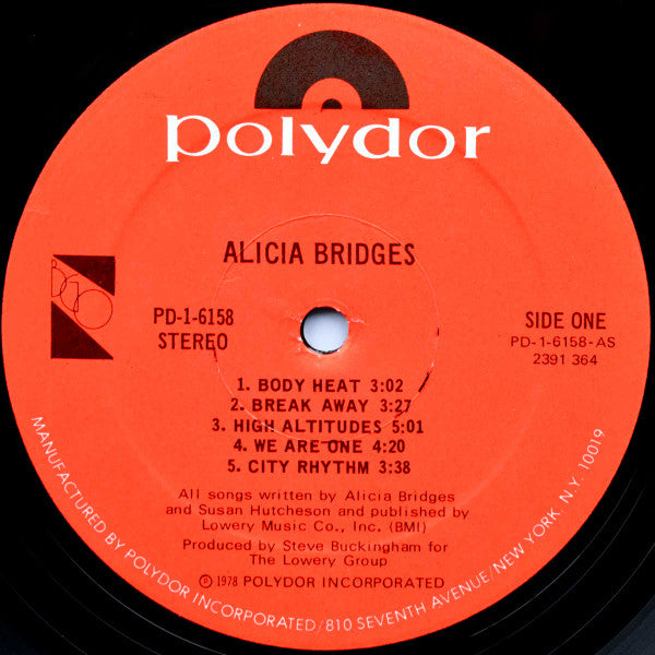 Alicia Bridges : Alicia Bridges (LP, Album, RP, PRC)