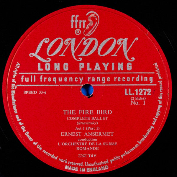 Igor Stravinsky, Ernest Ansermet Conducting L'Orchestre De La Suisse Romande : The Fire Bird (LP, Mono)