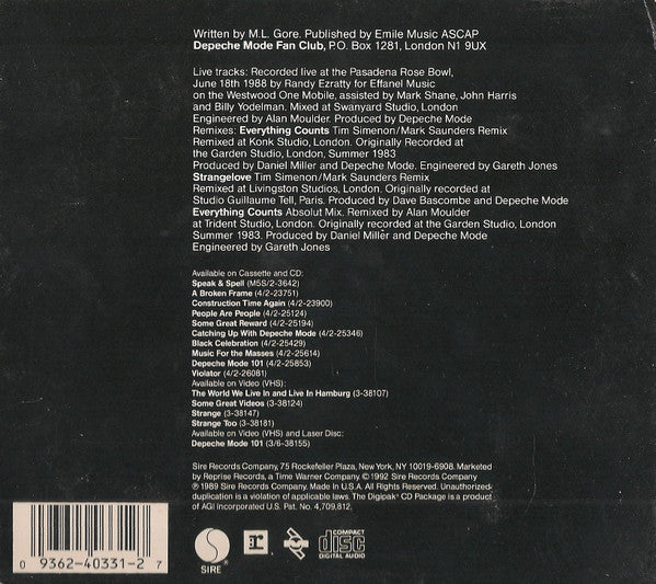 Depeche Mode : Everything Counts (Live) (CD, Maxi, RE, Dig)