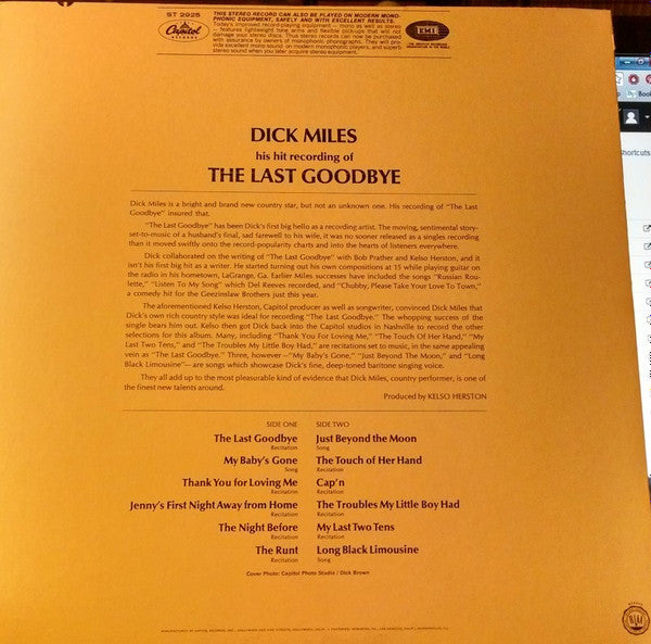 Dick Miles (3) : The Last Goodbye (LP, Album)