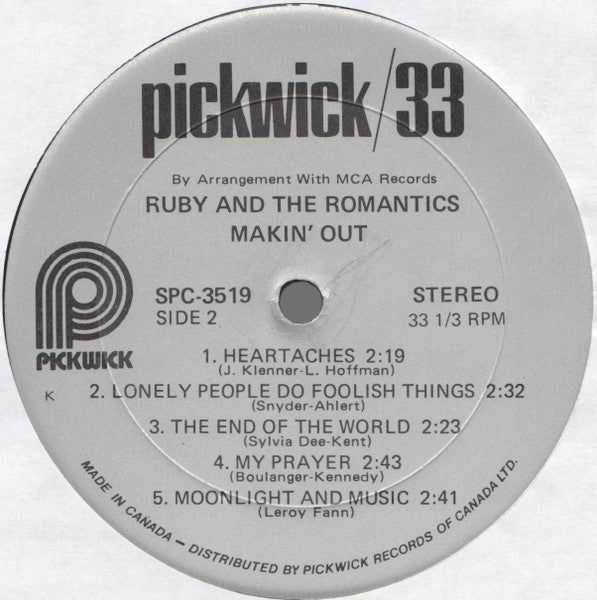 Ruby & The Romantics* : Makin' Out (LP, Album, RE)