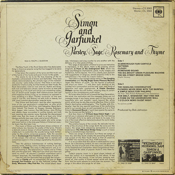 Simon & Garfunkel : Parsley, Sage, Rosemary And Thyme (LP, Album)