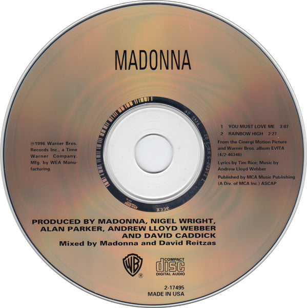 Madonna : You Must Love Me (CD, Single)