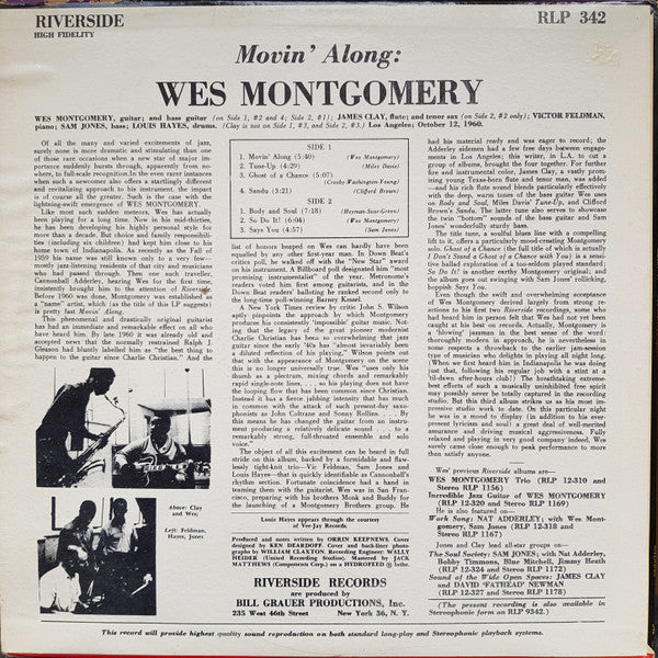 Wes Montgomery : Movin' Along (LP, Album, Mono, RP)