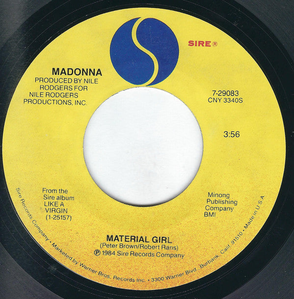 Madonna : Material Girl (7", Single, Styrene, All)