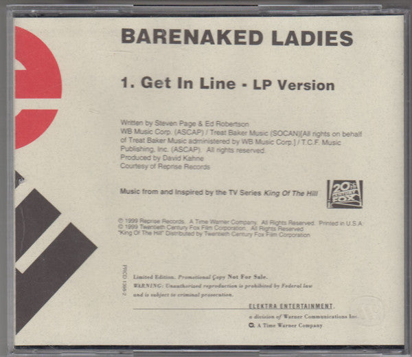Barenaked Ladies : Get In Line (CD, Single, Ltd, Promo)