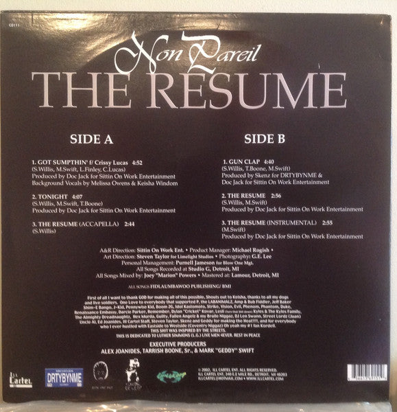 Non Pareil : The Resume (12", Single)