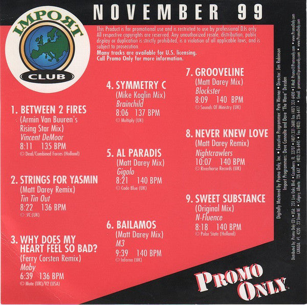 Various : Promo Only Import Club November 99 (CD, Comp, Promo)
