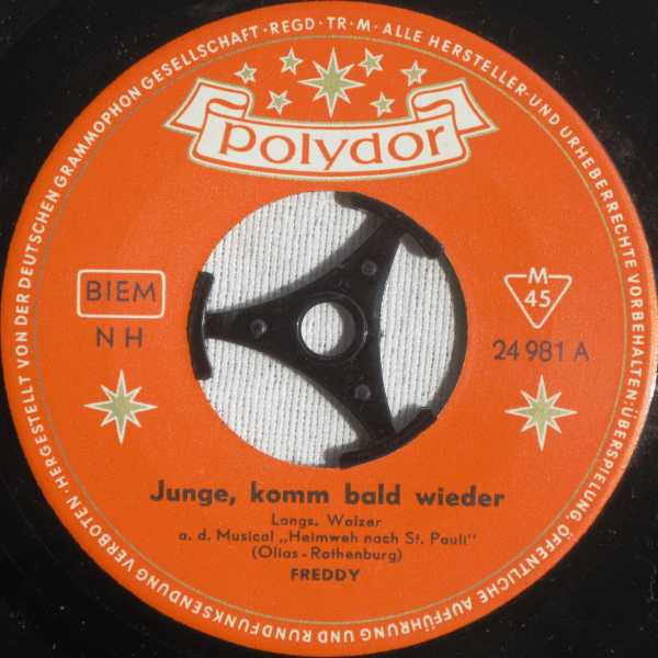 Freddy Quinn : Junge, Komm Bald Wieder (7", Single, Mono)
