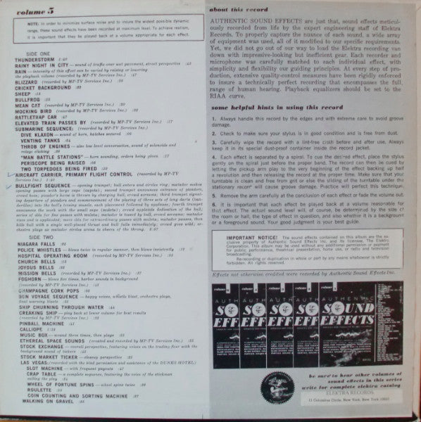 Jac Holzman : Authentic Sound Effects Volume 5 (LP, RE)