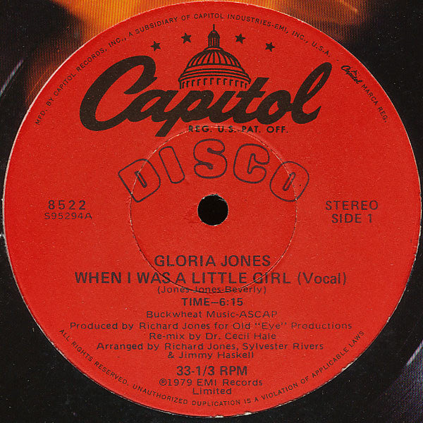Gloria Jones : When I Was A Little Girl (12")