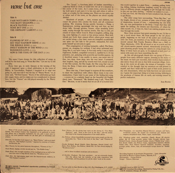 Jean Ritchie : None But One (LP, Album, RE)