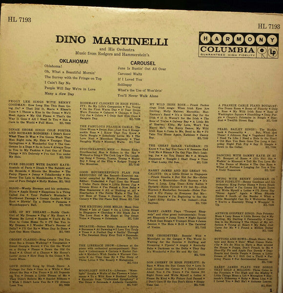 Dino Martinelli And His Orchestra : Music From Rodgers And Hammerstein's Oklahoma! and Carousel (LP, Comp, Mono)
